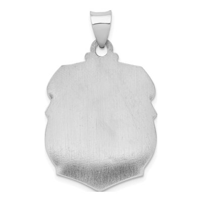 14K White Gold Polish St Michael Badge Medal Hollow Pendant – view 5