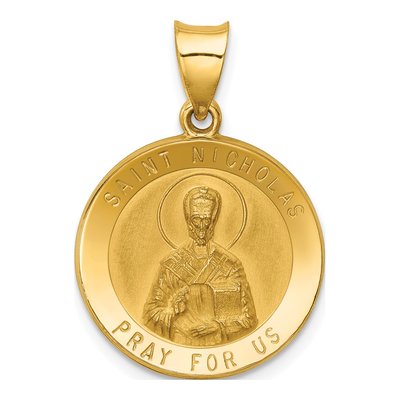 14K Yellow Gold St Nicholas Medal Pendant