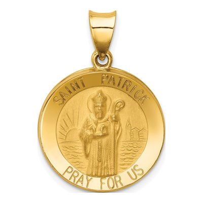14K Yellow Gold St Patrick Medal Pendant