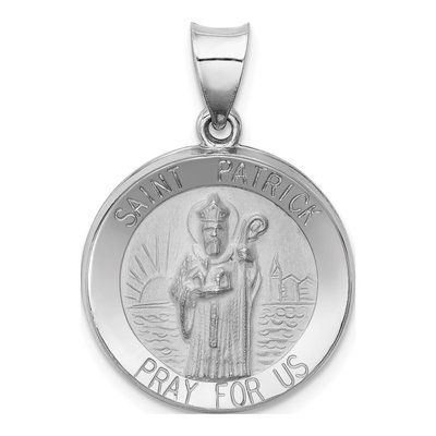 14K White Gold St Patrick Medal Pendant
