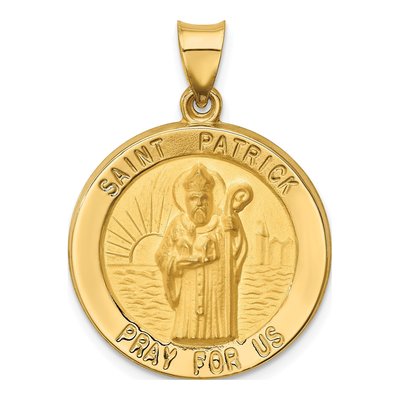 14K Yellow Gold St Patrick Medal Pendant
