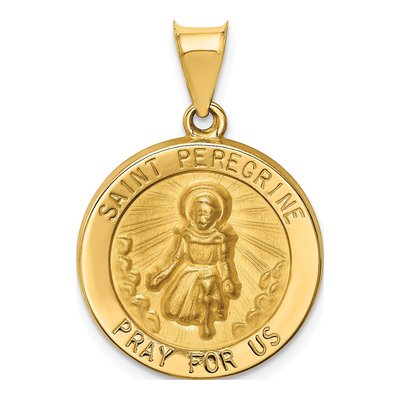 14K Yellow Gold St Peregrine Medal Pendant