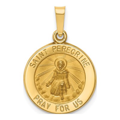 14K Yellow Gold St Peregrine Medal Pendant