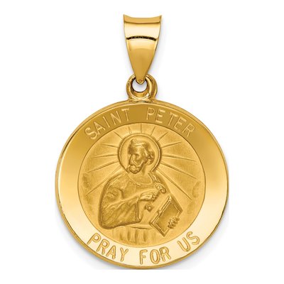 14K Yellow Gold Saint Peter Medal Pendant