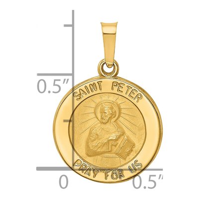 14K Yellow Gold St Peter Medal Hollow Pendant – view 4