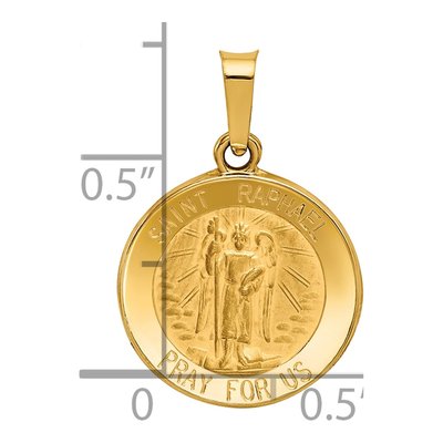 14K Yellow Gold St Raphael Medal Hollow Pendant – view 4