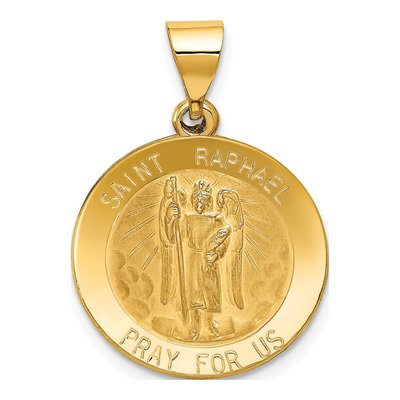 14K Yellow Gold St Raphael Medal Pendant