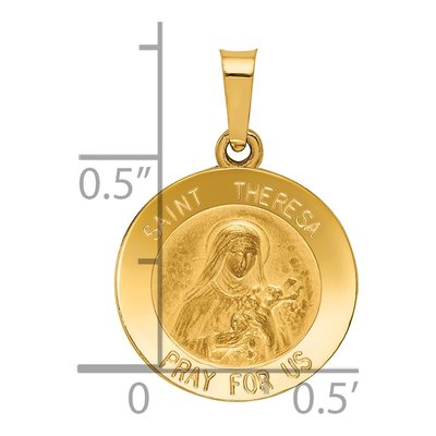 14K Yellow Gold St Theresa Medal Pendant – view 4