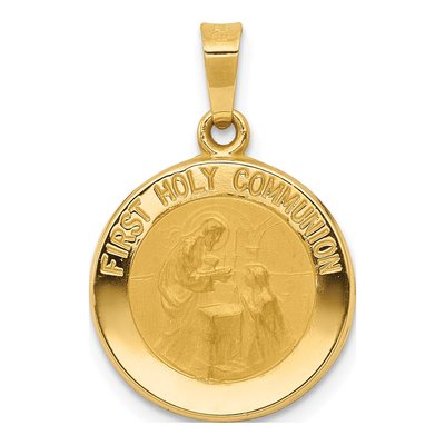 14K Yellow Gold First Holy Communion Medal Pendant