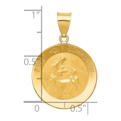 14K Yellow Gold First Communion Medal Pendant – view 4