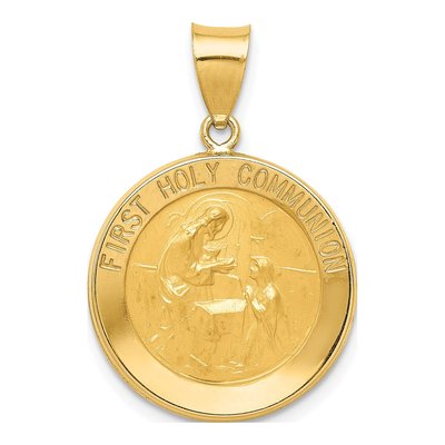14K Yellow Gold First Communion Medal Pendant