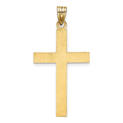 14K Yellow Gold Etched Floral Cross Pendant – view 5