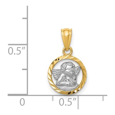 14K Yellow Gold Cherub Circle Pendant – view 4