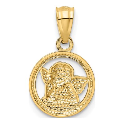 14K Yellow Gold Cherub Circle Pendant – view 5