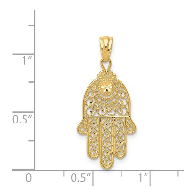 14K Yellow Gold Hamsa Filigree Pendant – view 4