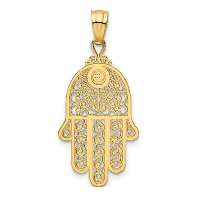 14K Yellow Gold Hamsa Filigree Pendant – view 5