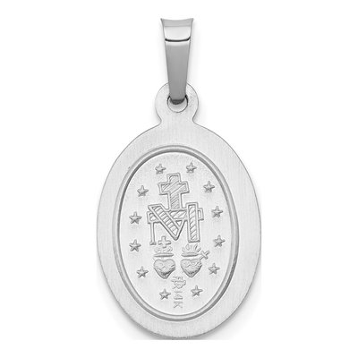 14K White Gold Miraculous Medal Oval Pendant – view 4