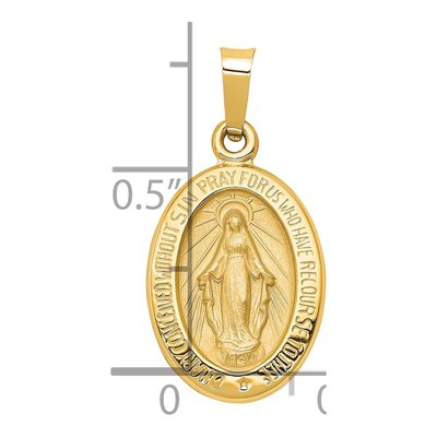 14K Yellow Gold Miraculous Medal Hollow Pendant – view 4