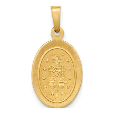 14K Yellow Gold Miraculous Medal Hollow Pendant – view 5