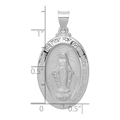 14K White Gold Miraculous Medal Oval Pendant – view 5