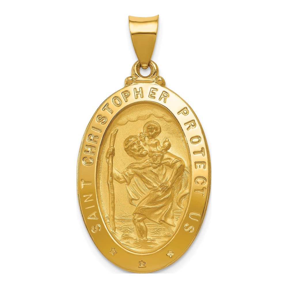 14K Yellow Gold St Christopher Medal Pendant