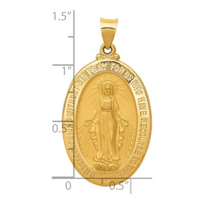 14K Yellow Gold Hollow Miraculous Medal Pendant – view 4