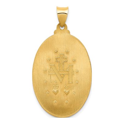 14K Yellow Gold Hollow Miraculous Medal Pendant – view 5