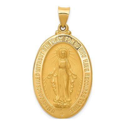 14K Yellow Gold Hollow Miraculous Medal Pendant