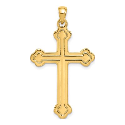 14K Yellow Gold Budded Cross Pendant