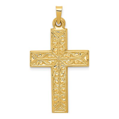 14K Yellow Gold Filigree Cross Pendant