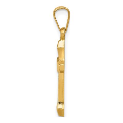14K Yellow Gold Textured Latin Cross Pendant – view 3