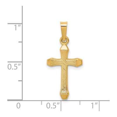 14K Yellow Gold Textured Latin Cross Pendant – view 4