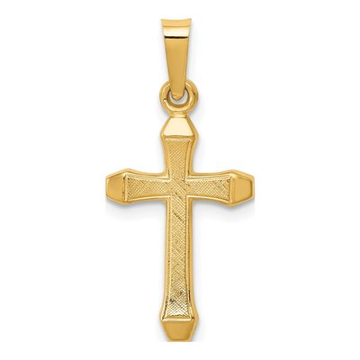 14K Yellow Gold Textured Latin Cross Pendant