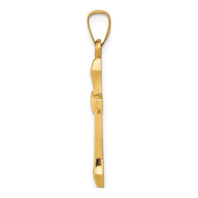14K Yellow Gold Textured Latin Cross Pendant – view 3
