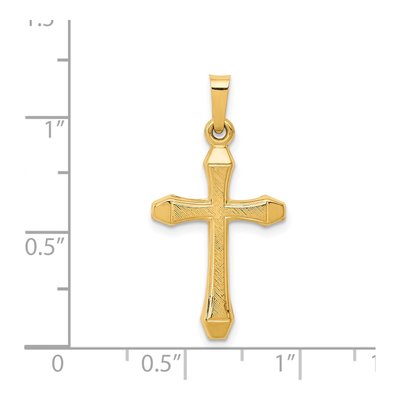 14K Yellow Gold Textured Latin Cross Pendant – view 4