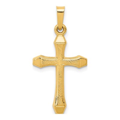 14K Yellow Gold Textured Latin Cross Pendant