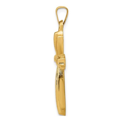 14K Yellow Gold Textured Passion Cross Pendant – view 3