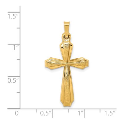 14K Yellow Gold Textured Passion Cross Pendant – view 4