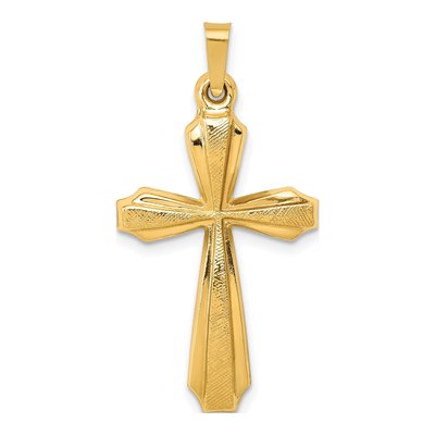 14K Yellow Gold Textured Passion Cross Pendant