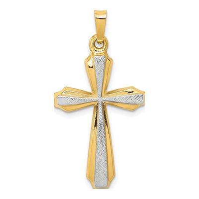 14K Yellow Gold Textured Passion Cross Pendant
