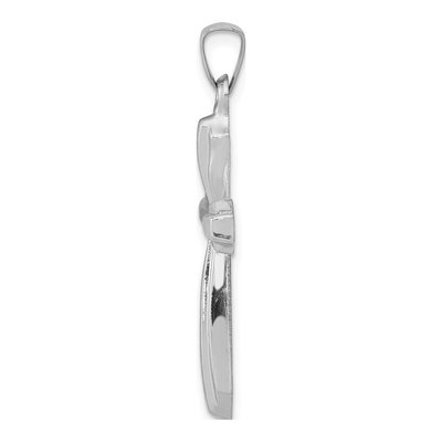 14K White Gold Textured Passion Cross Pendant – view 3