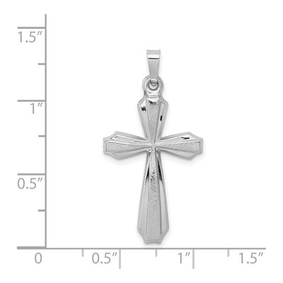 14K White Gold Textured Passion Cross Pendant – view 4