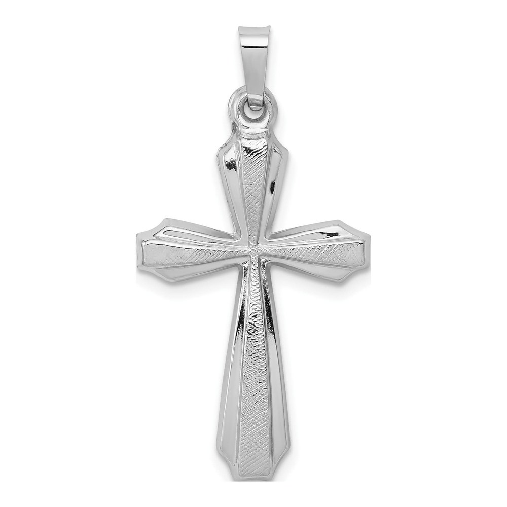 14K White Gold Textured Passion Cross Pendant
