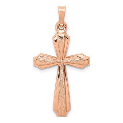 14K Rose Gold Textured Cross Pendant