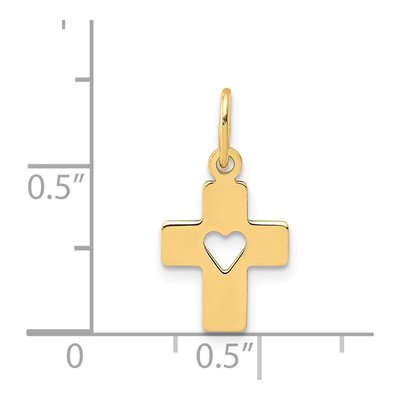 14K Yellow Gold Cross Heart Pendant – view 4