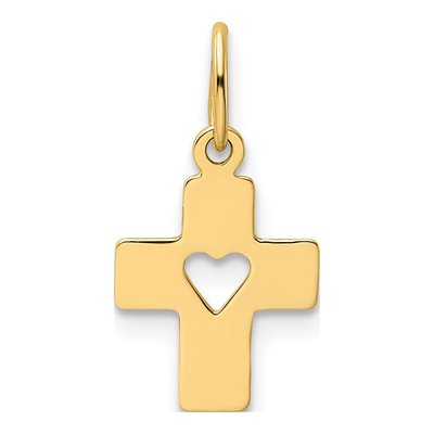 14K Yellow Gold Cross Heart Pendant – view 5