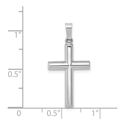 14K White Gold Hollow Latin Cross Pendant – view 4