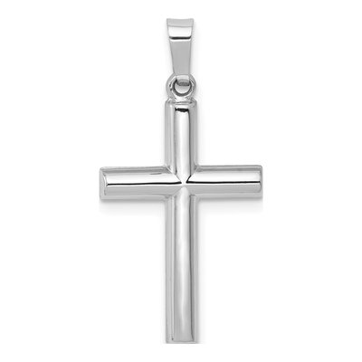 14K White Gold Hollow Latin Cross Pendant