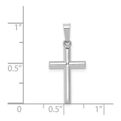 14K White Gold Hollow Latin Cross Pendant – view 4