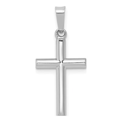 14K White Gold Hollow Latin Cross Pendant